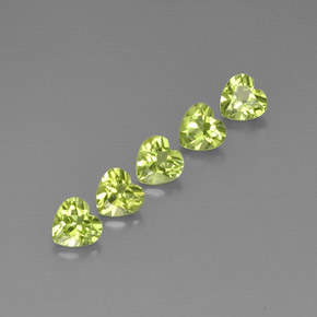 Gemas de peridoto verde natural de  ct, forma de corazón, VS