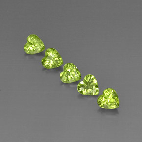 Gemas de peridoto verde natural de  ct, forma de corazón, VS