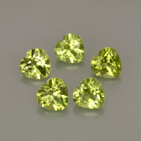 Gemas de peridoto verde natural de  ct, forma de corazón, VS