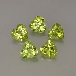 Gemas de peridoto verde natural de  ct, forma de corazón, VS