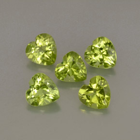 Gemas de peridoto verde natural de  ct, forma de corazón, VS
