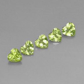 Gemas de peridoto verde natural de  ct, forma de corazón, VS
