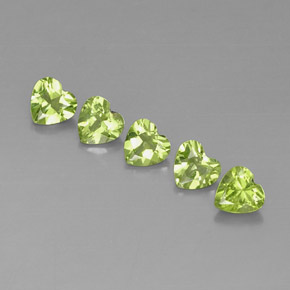 Gemas de peridoto verde natural de  ct, forma de corazón, VS