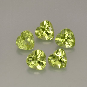 Gemas de peridoto verde natural de  ct, forma de corazón, VS