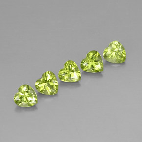 Gemas de peridoto verde natural de  ct, forma de corazón, VS
