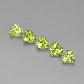 Gemas de peridoto verde natural de  ct, forma de corazón, VS