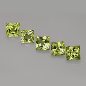 Gemas de peridoto verde natural de  ct, cuadrado, VS