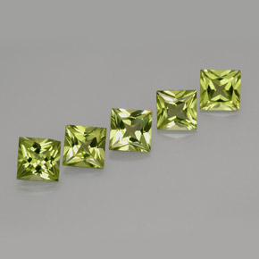 Gemas de peridoto verde natural de  ct, cuadrado, VS