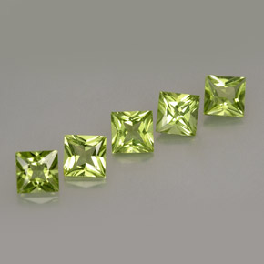 Gemas de peridoto verde natural de  ct, cuadrado, VS