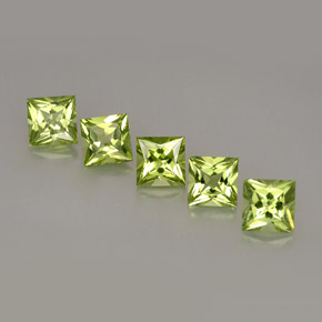 Gemas de peridoto verde natural de  ct, cuadrado, VS