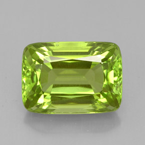 Peridoto verde natural de 5,74 ct, corte cojín, VVS