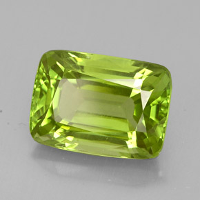Peridoto verde natural de 5,74 ct, corte cojín, VVS