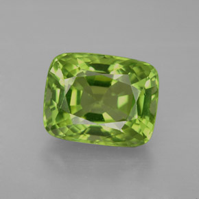 Peridoto verde natural de 5,30 ct, corte cojín, VVS