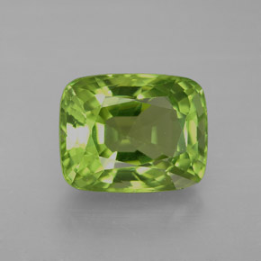 Peridoto verde natural de 5,30 ct, corte cojín, VVS