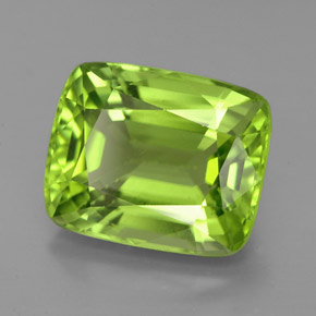 Peridoto verde natural de 5,68 ct, corte cojín, VVS