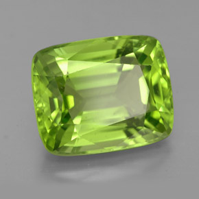 Peridoto verde natural de 5,68 ct, corte cojín, VVS