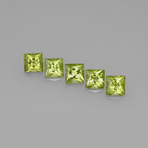 Gemas de peridoto verde natural de  ct, cuadrado, VVS-VS