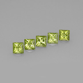 Gemas de peridoto verde natural de  ct, cuadrado, VVS-VS