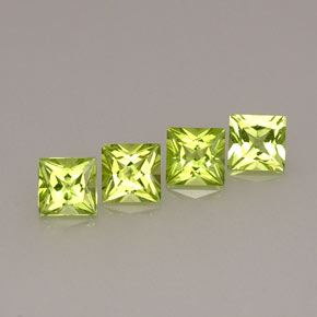 Gemas de peridoto verde natural de  ct, cuadrado, VVS-VS