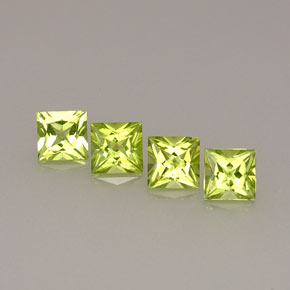 Gemas de peridoto verde natural de  ct, cuadrado, VVS-VS