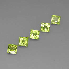 Gemas de peridoto verde natural de  ct, cuadrado, VVS-VS