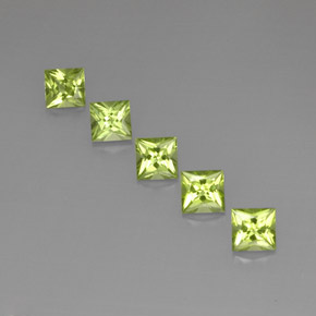Gemas de peridoto verde natural de  ct, cuadrado, VVS-VS