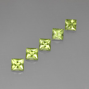 Gemas de peridoto verde natural de  ct, cuadrado, VVS-VS