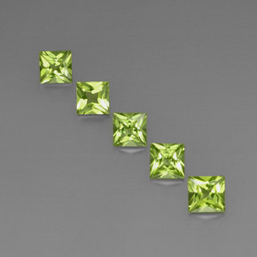 Gemas de peridoto verde natural de  ct, cuadrado, VVS-VS