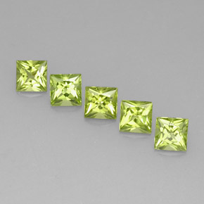 Gemas de peridoto verde natural de  ct, cuadrado, VVS-VS
