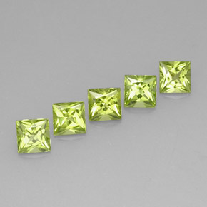 Gemas de peridoto verde natural de  ct, cuadrado, VVS-VS