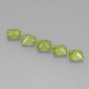Gemas de peridoto verde natural de  ct, cuadrado, VVS-VS