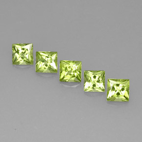 Gemas de peridoto verde natural de  ct, cuadrado, VVS-VS