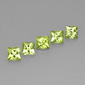 Gemas de peridoto verde natural de  ct, cuadrado, VVS-VS