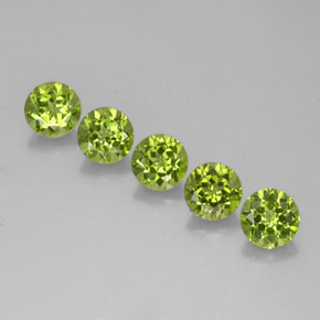 Gemas de peridoto verde natural de  ct, corte redondo, VVS-VS