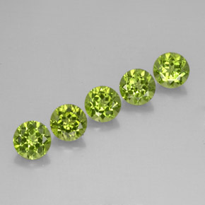 Gemas de peridoto verde natural de  ct, corte redondo, VVS-VS