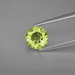 Peridoto verde natural de 1,21 ct, corte redondo, VVS-VS