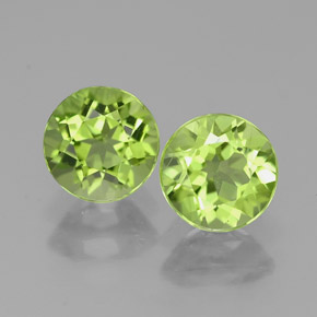 Gemas de peridoto verde natural de  ct, corte redondo, VVS