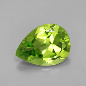 Peridoto verde natural de 3,38 ct, en forma de pera, VVS
