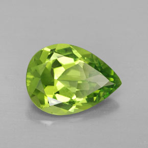 Peridoto verde natural de 3,38 ct, en forma de pera, VVS