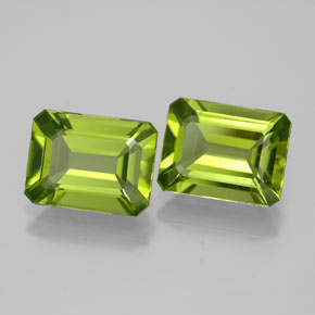 Gemas de peridoto verde natural de  ct, corte esmeralda, VS