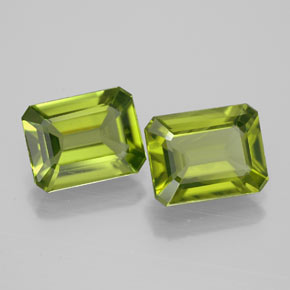 Gemas de peridoto verde natural de  ct, corte esmeralda, VVS-VS