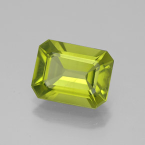 Peridoto verde natural de 2,10 ct, corte esmeralda, VS