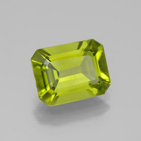 Peridoto verde natural de 2,10 ct, corte esmeralda, VS