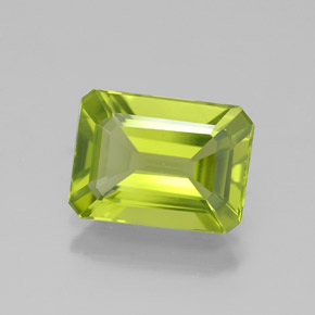 Peridoto verde natural de 1,91 ct, corte esmeralda, VVS-VS