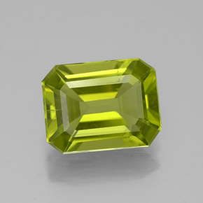 Peridoto verde natural de 1,92 ct, corte esmeralda, VS