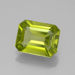 Peridoto verde natural de 1,92 ct, corte esmeralda, VS