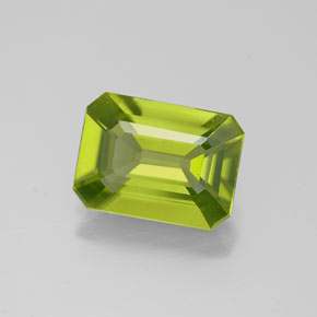 Peridoto verde natural de 1,75 ct, corte esmeralda, VVS-VS