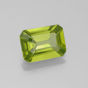 Peridoto verde natural de 1,75 ct, corte esmeralda, VVS-VS