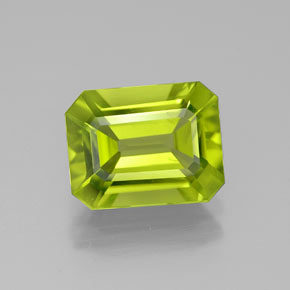 Peridoto verde natural de 2,09 ct, corte esmeralda, VS