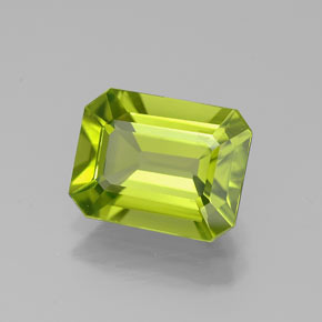 Peridoto verde natural de 2,09 ct, corte esmeralda, VS